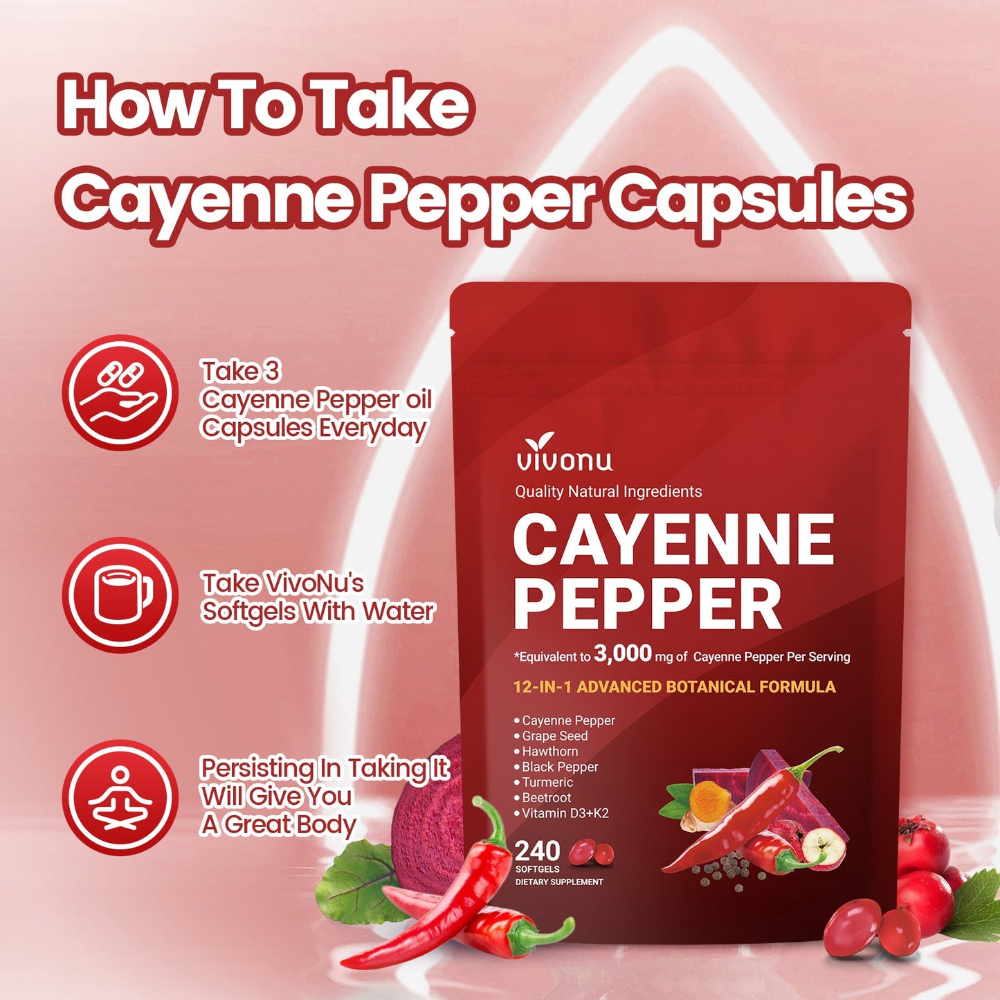 Cayenne Pepper Supplement Softgels