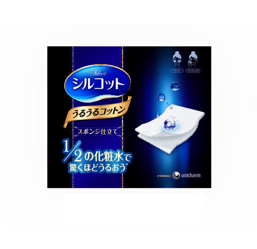 Unicharm Silcot Uruuru Sponge Facial Cotton 40 Count