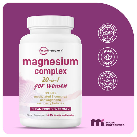 Micro Ingredients Magnesium Complex 20-in-1 for Women, 240 Vegetarian Capsules