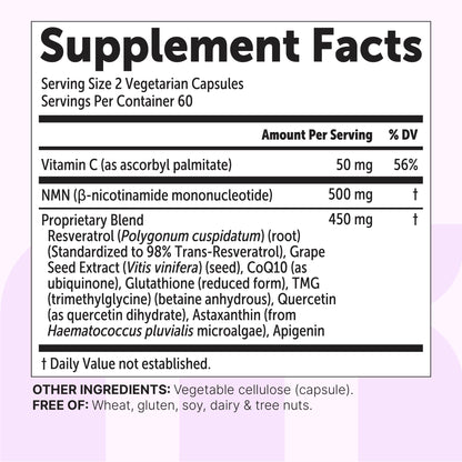 Micro Ingredients NMN Complex 1,000mg Per Serving, Veggie Capsules