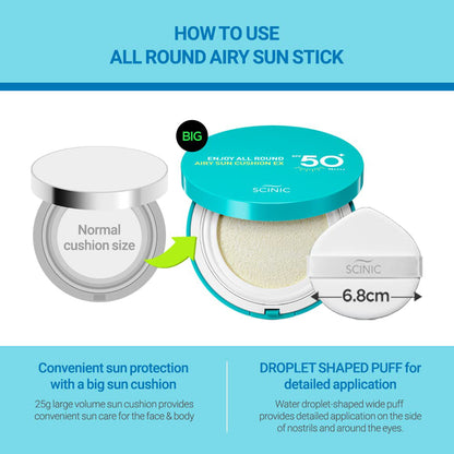 Scinic Enjoy All Round Airy Sun Cushion EX SPF50+PA++++